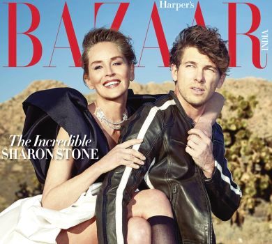 Шерон Стоун у багатошаровій сукні для журналу пограла в любов на заправці