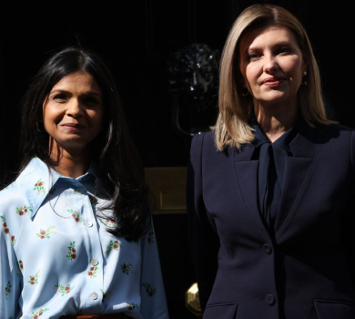 Зеленська у костюмі від Сільченко зустрілася з британським прем’єром та його дружиною. ФОТО