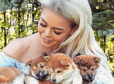 Гросу біля ялинки обклалася цуценятами. ФОТО