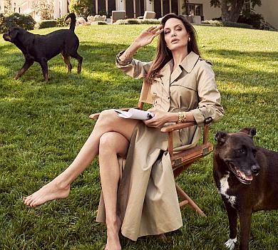Босонога Джолі з собаками знялася для глянцю в своєму лос-анджелеському маєтку