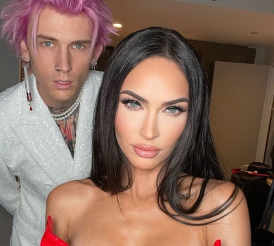 Вона у латексі, він зі шприцем із кров'ю: епатажний вихід Меган Фокс із нареченим