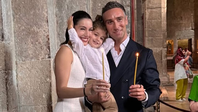 Макацарія показав, як з дружиною та сином у фемілі луках похрестили 7-місячну доньку у храмі. Фото