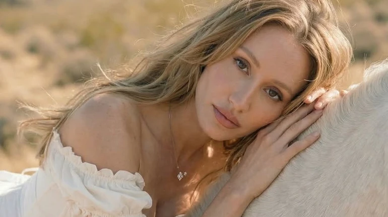 Міс Всесвіт Україна Ткачук в образі сексі-ковбойки попозувала з конем на тлі іспанських гір