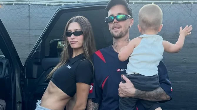 Моє сердечко: Бібер замилував риболовлею з 1,5-річним сином та пригорнув до себе дружину у мінішортах