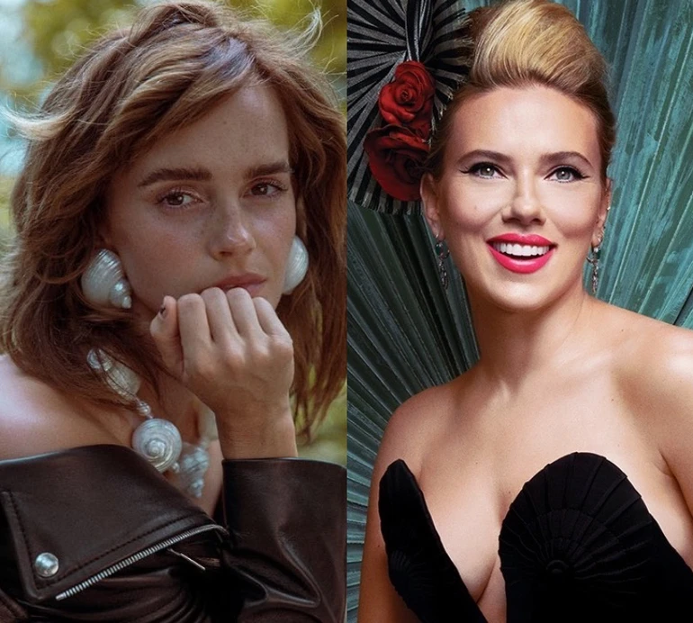 Емма Уотсон і Скарлетт Йоханссон у схожих міні оголили плечі та ніжки на модному шоу. ФОТО