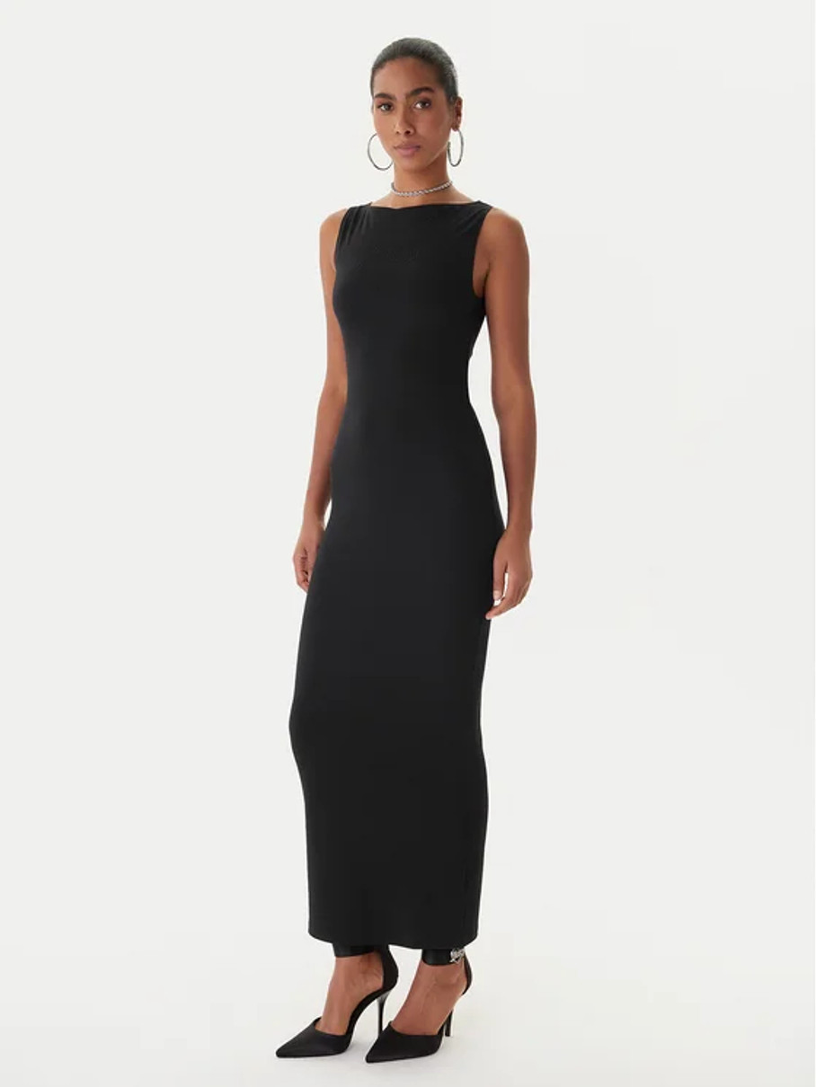 Чорна матова сукня максі