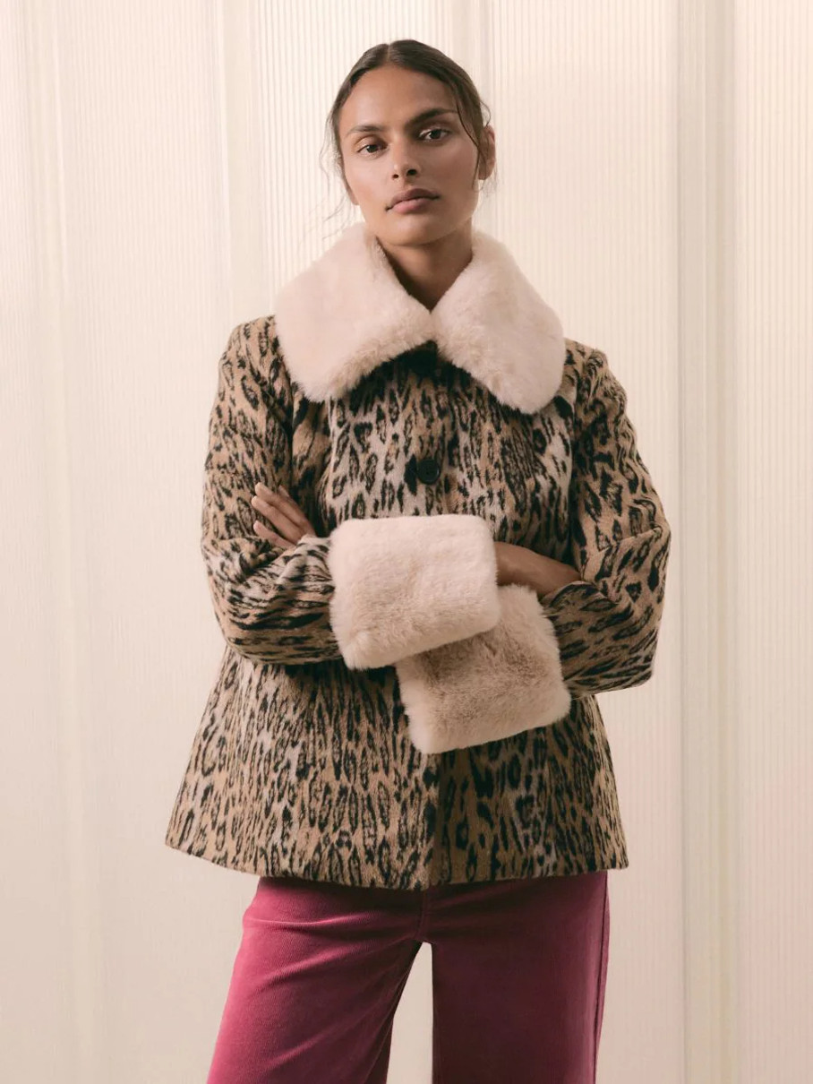 Образ із леопардовою курткою з хутряними вставками