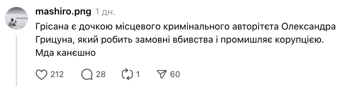У мережі обговорюють кримінального батька співачки Грісани