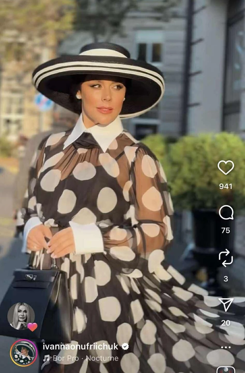 Іванна Онуфрійчук в сукні в горошок