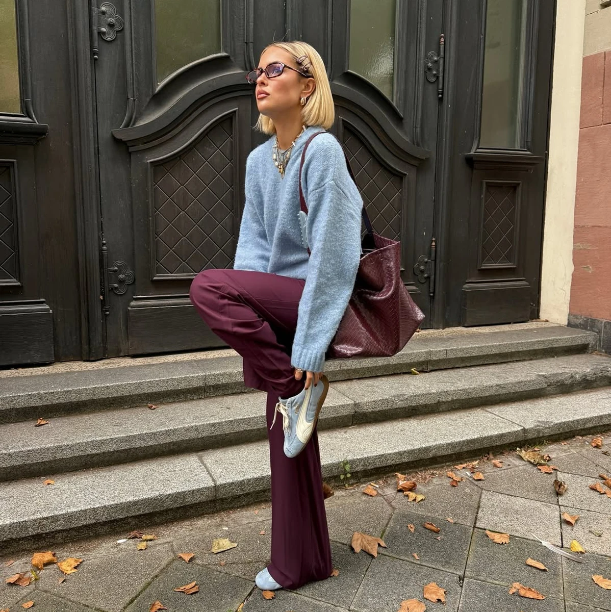 Як носити бордовий та блакитний цієї весни