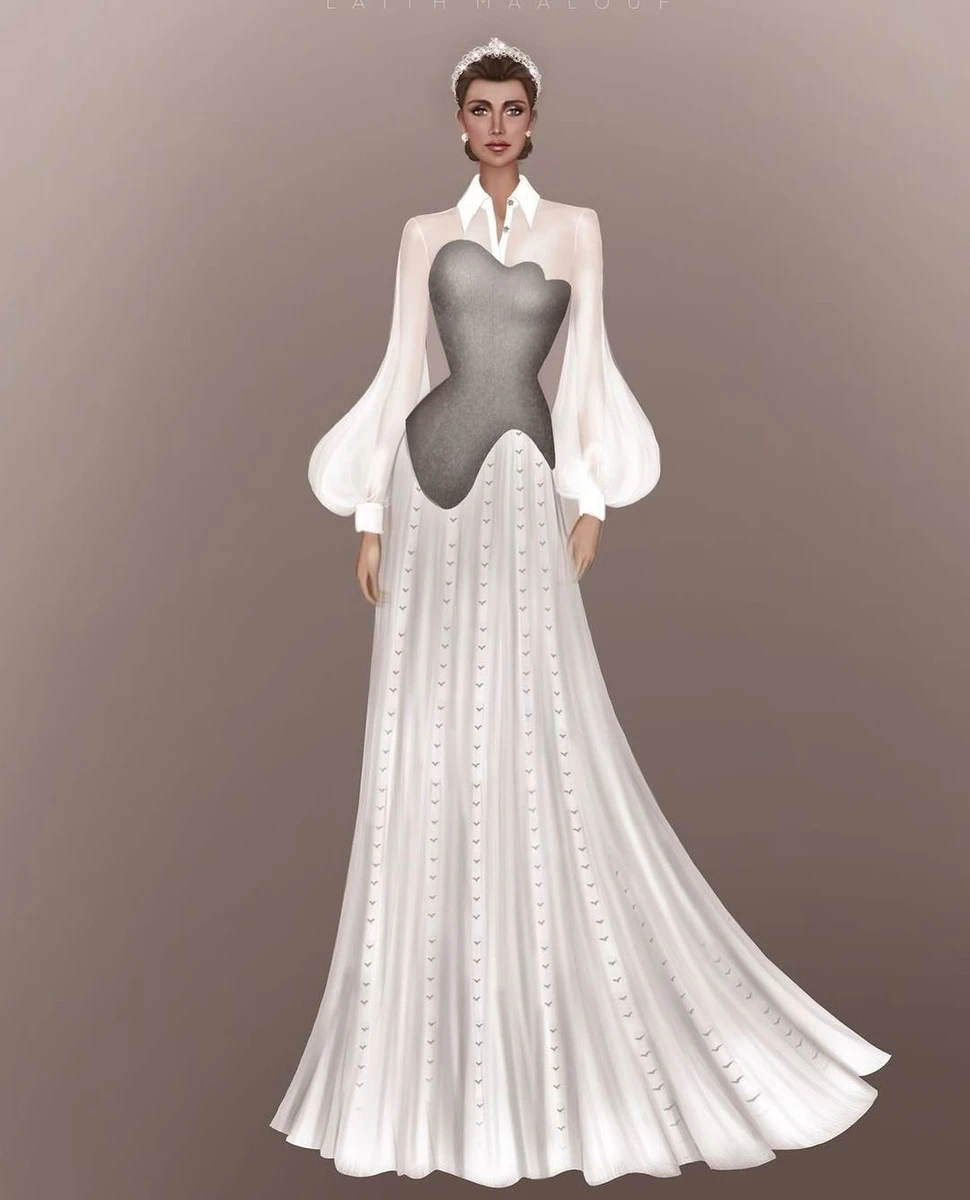 Ескіз вишуканої сукні королеви Йорданії Ранії