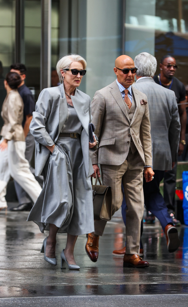 Меріл Стріп і Стенлі Туччі на зйомках Диявол носить Prada