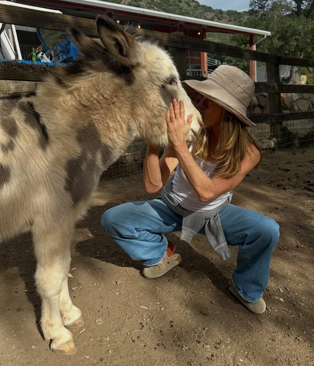 Дженніфер Еністон попозувала з віслюком для милого фото