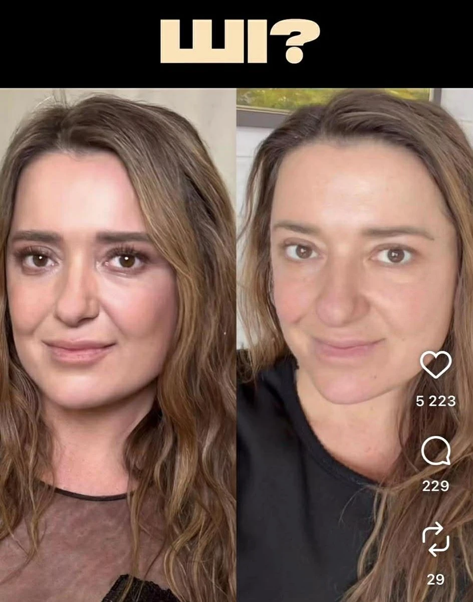 Могилевська до та після мейкапу