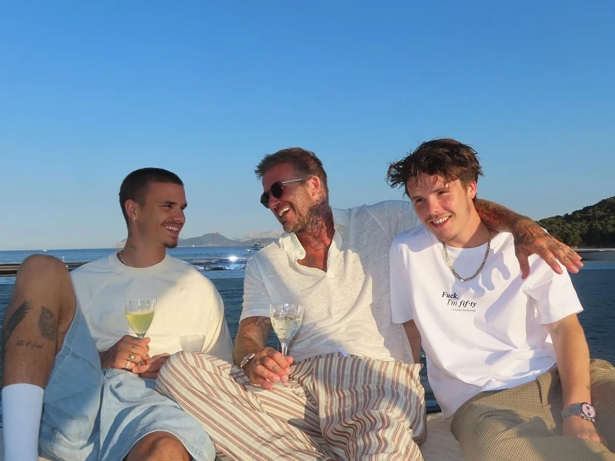 Ромео Бекхем та Круз Бекхем із батьком