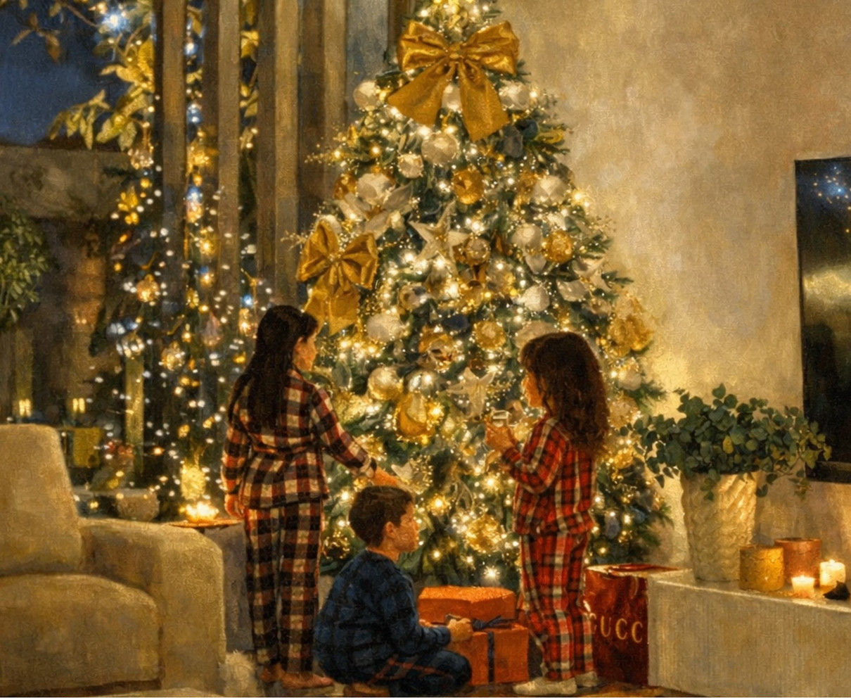 Діти Кріштіану Роналду у милих піжамах показалися біля ялинки