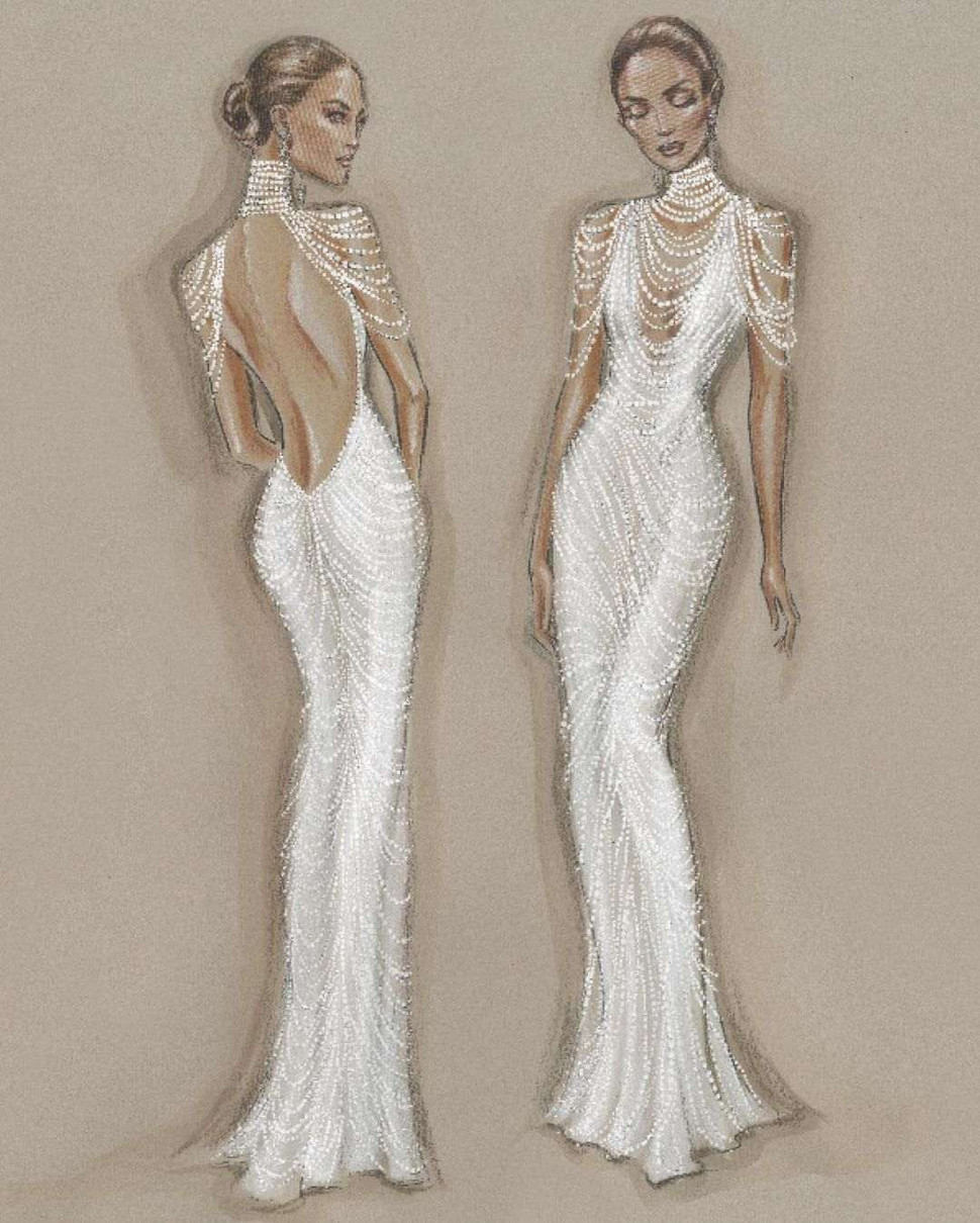 Сучасні весільні сукні - один із варіантів продемонструвала артистка. Лише ескіз випромінює вишуканість та ніжність