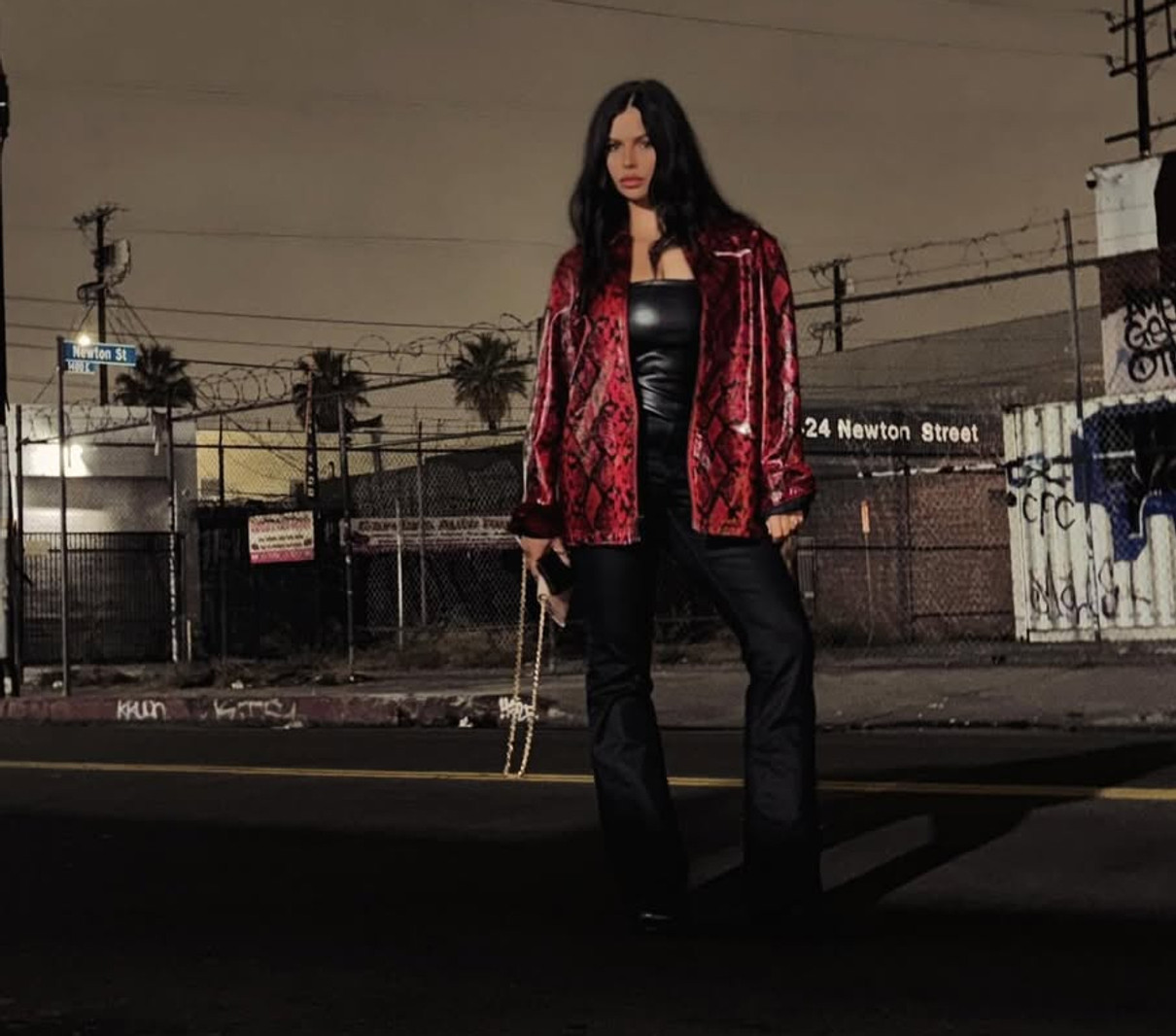 Дочка Фреймут у шкіряному луці ефектно попозувала вночі