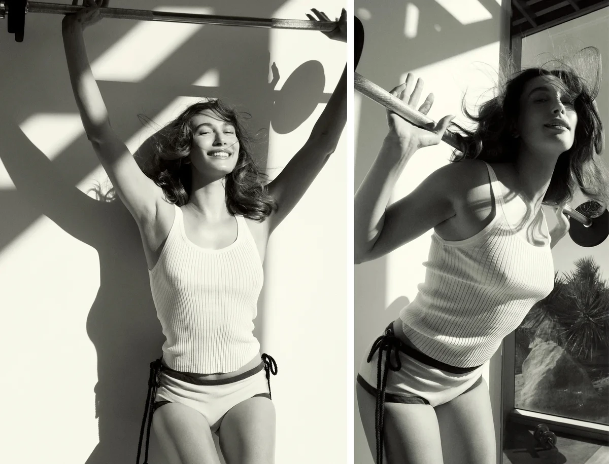 Хейлі Бібер у трусиках і майці потримала штангу