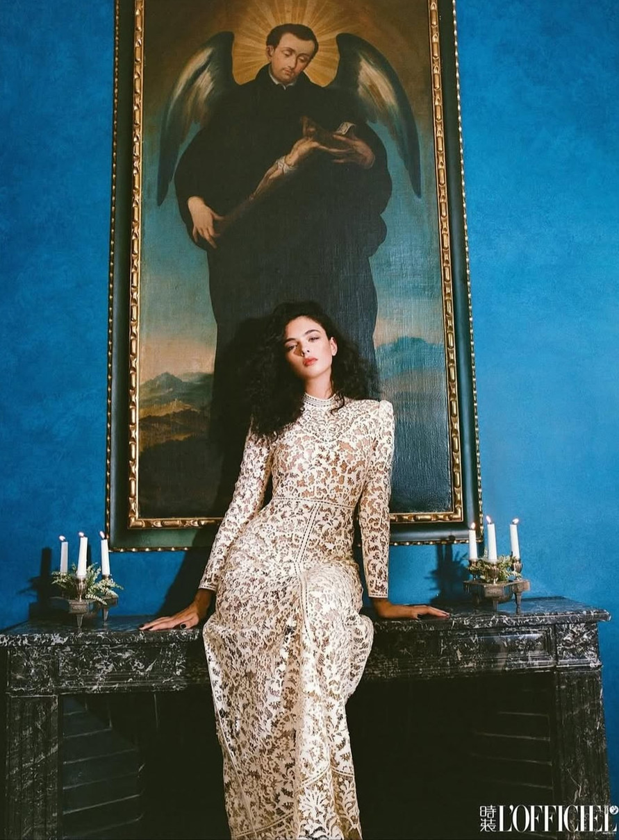 Дева Кассель у напівпрозорій сукні блиснула фігурою біля картини