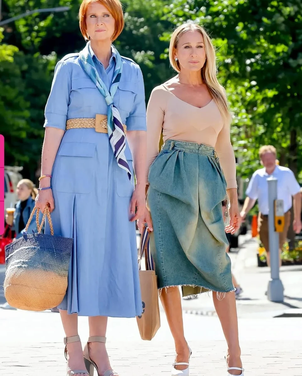 Сара Джессіка Паркер і Синтія Ніксон на зйомках