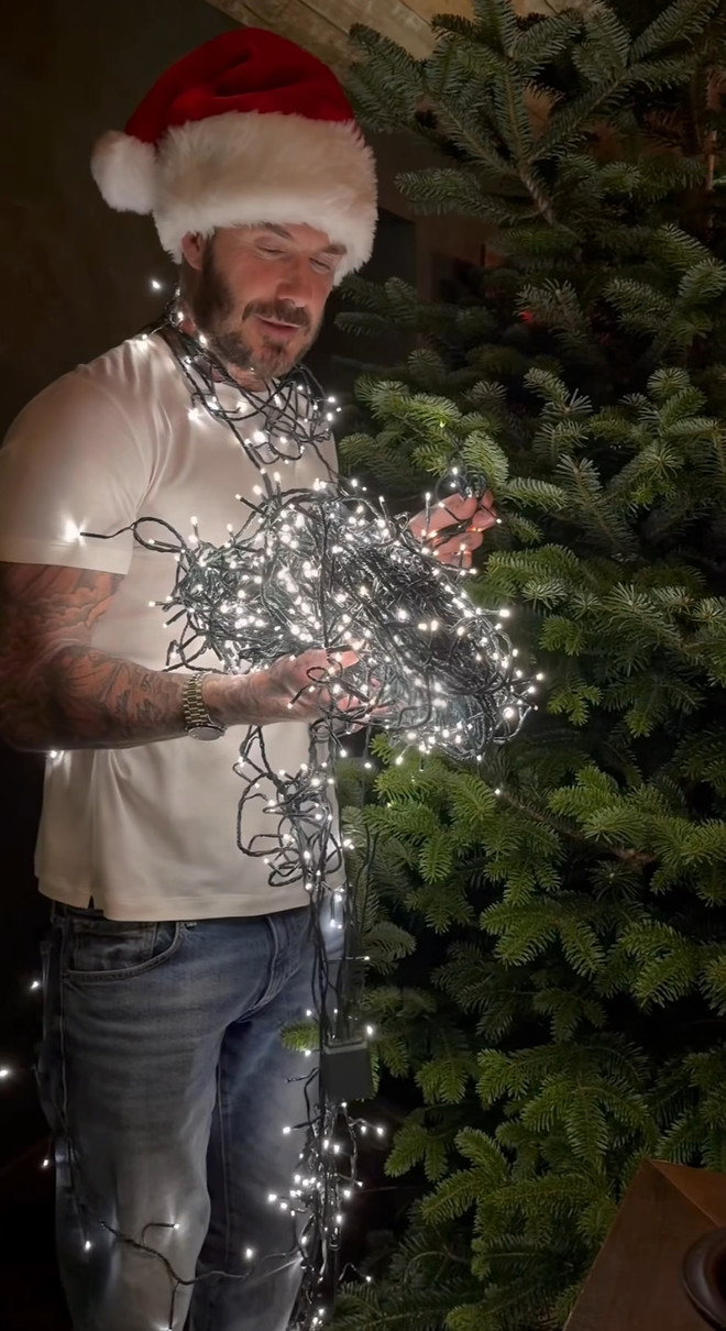 Девід Бекхем прикрасив ялинку на Різдво гірляндою