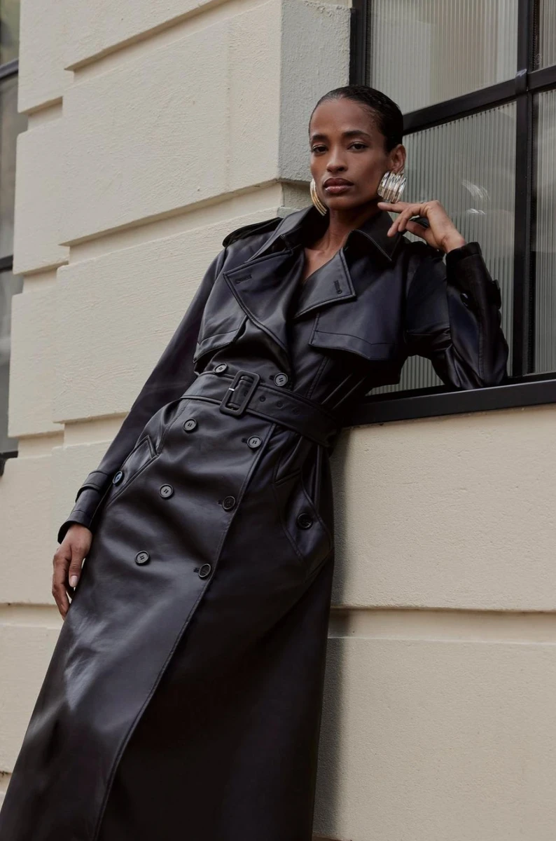 Шкірий довгий тренч