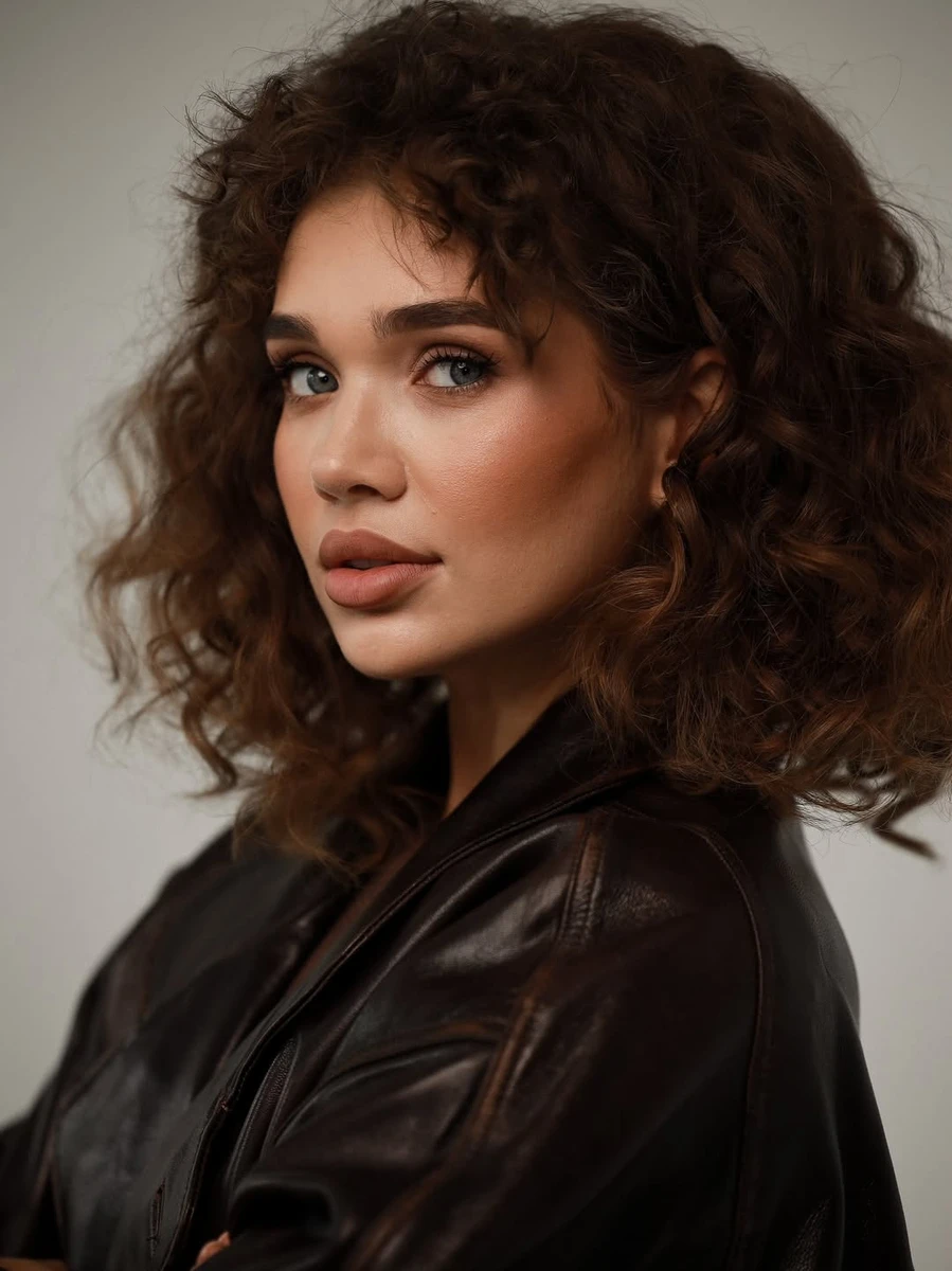 Саша Бо наробила стильних фото у шкірянці та з кучерями