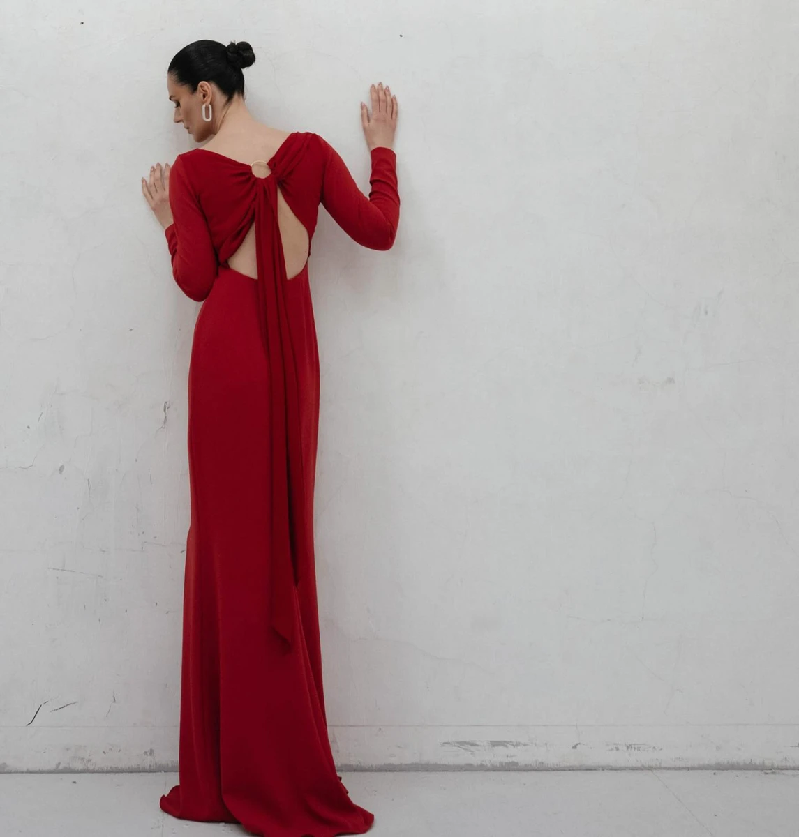 Зі спини воно має витончений шлейф