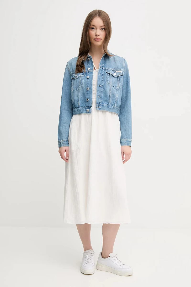 Образ з сукнею і джинсовою курткою