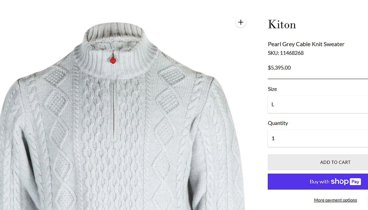 Ціни на кашемірові светри Kiton вражають