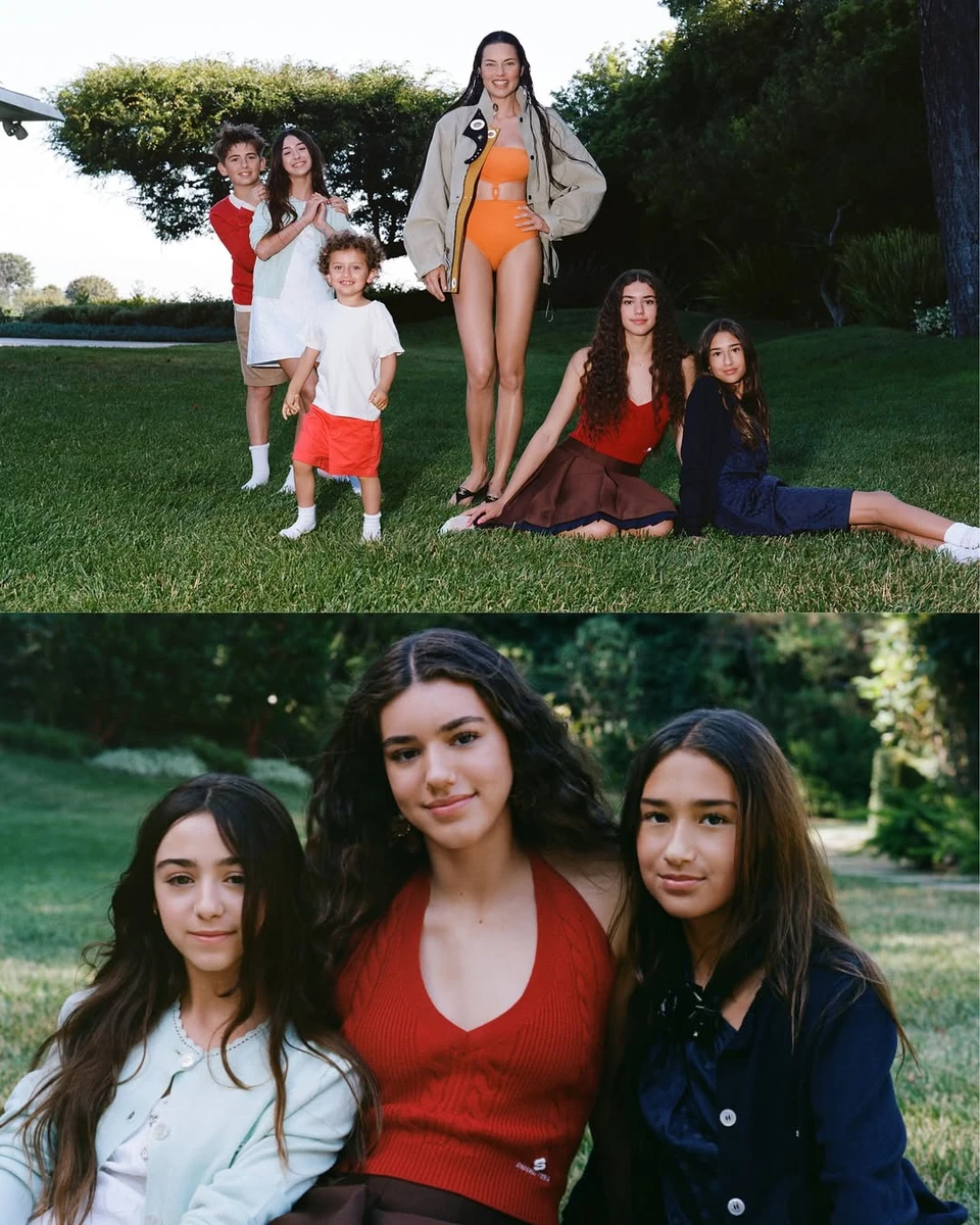 Адріана Ліма разом з дітьми попозувала на траві
