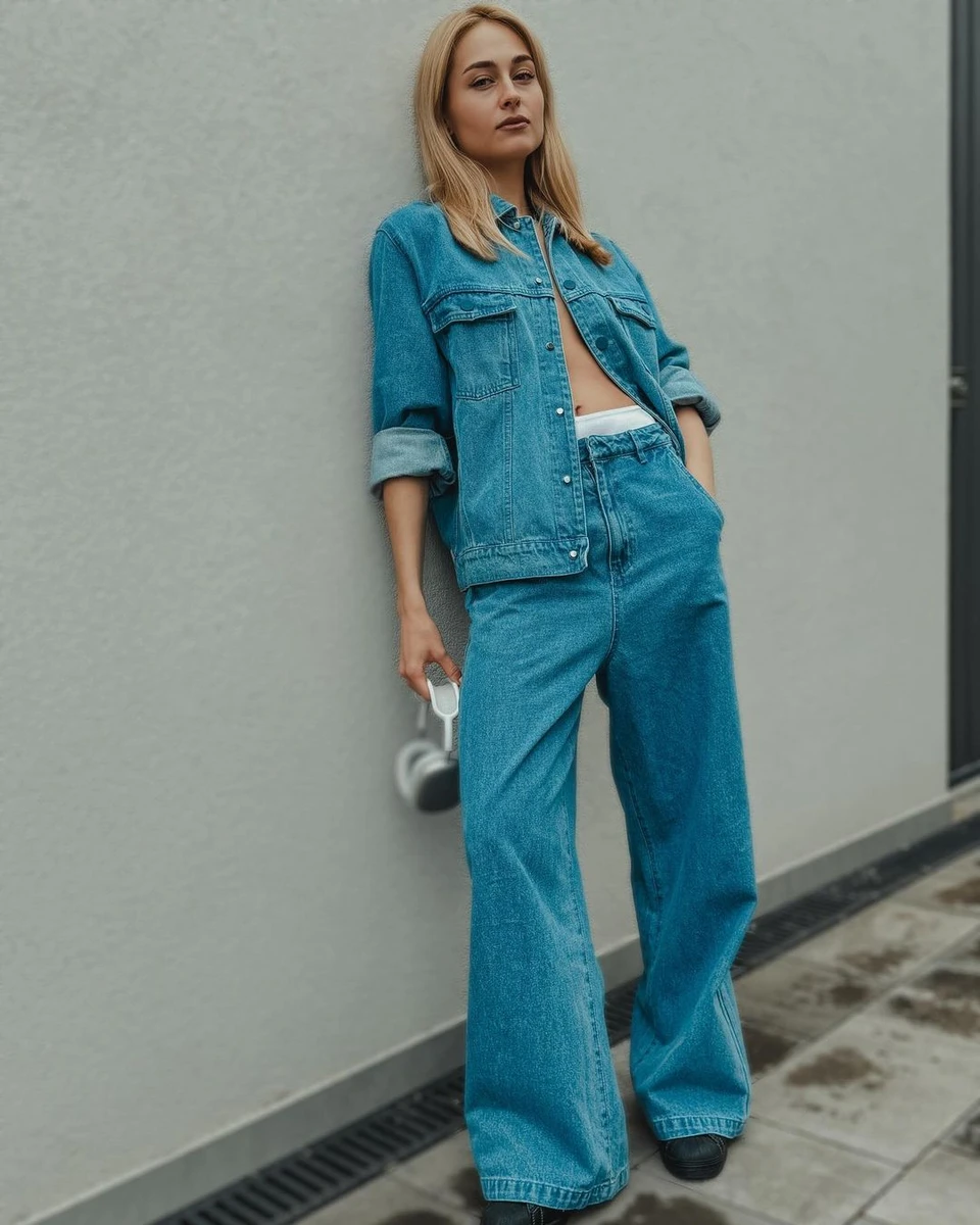 Акторка Анастасія Цимбалару у костюмі денім