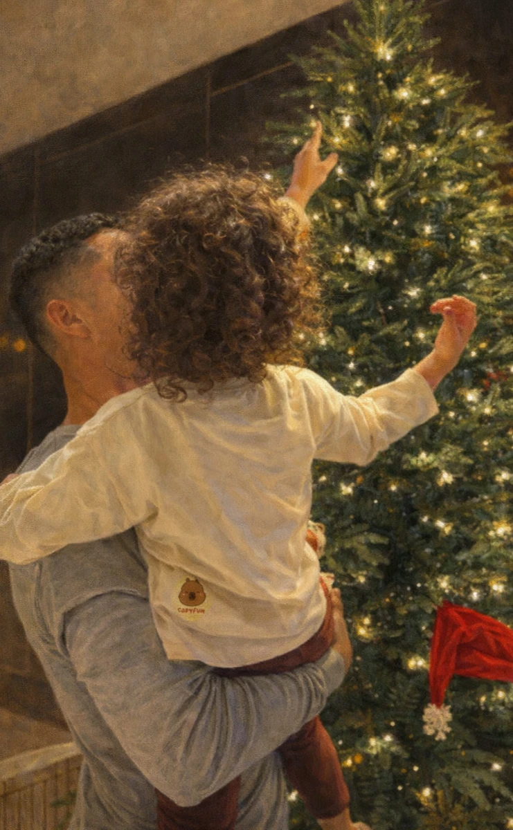 Кріштіану Роналду з дочкою на руках попозував коло ялинки