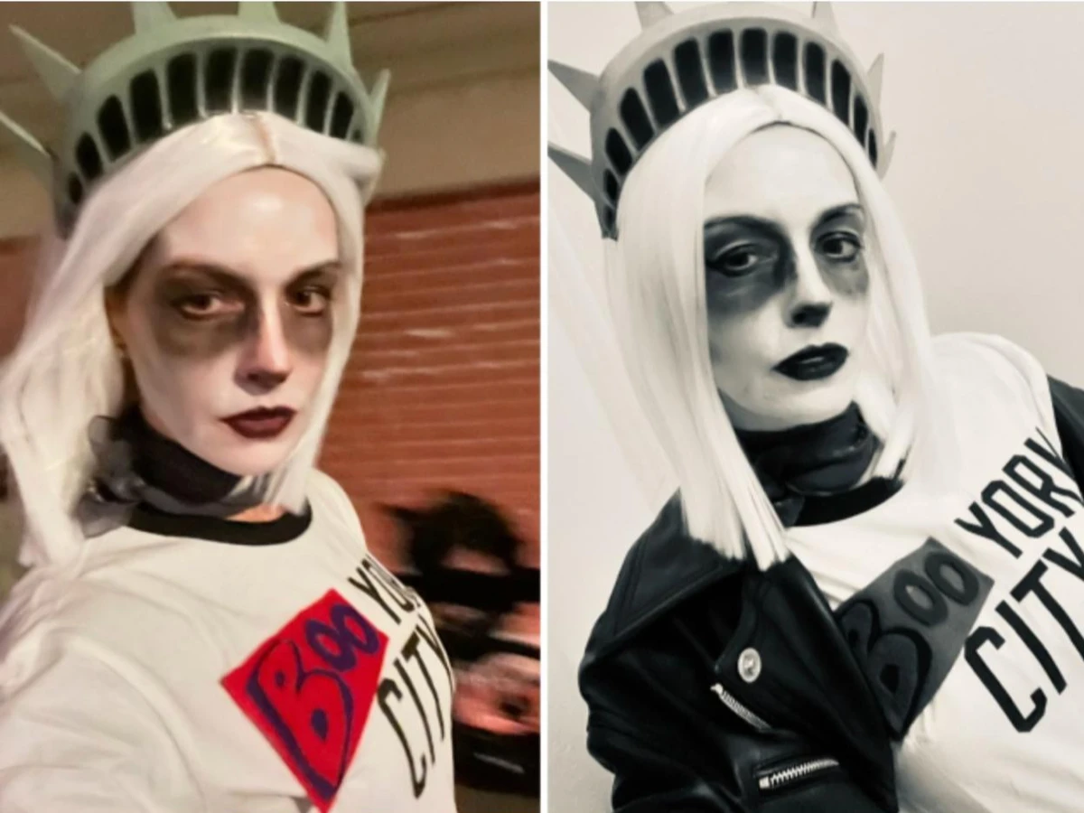 Енн Гетевей в образі Статуї Свободи